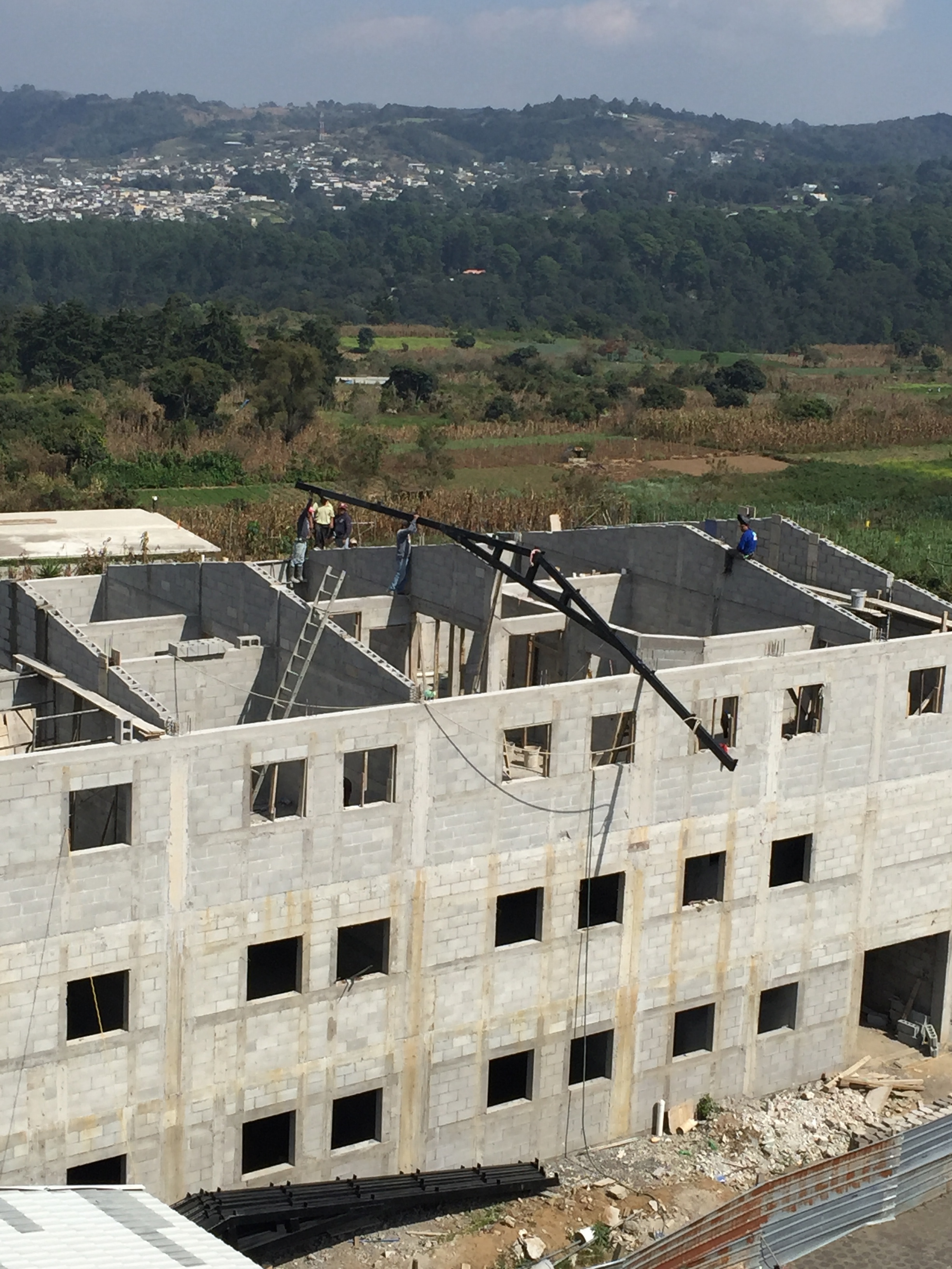 Walking the trusses across the building