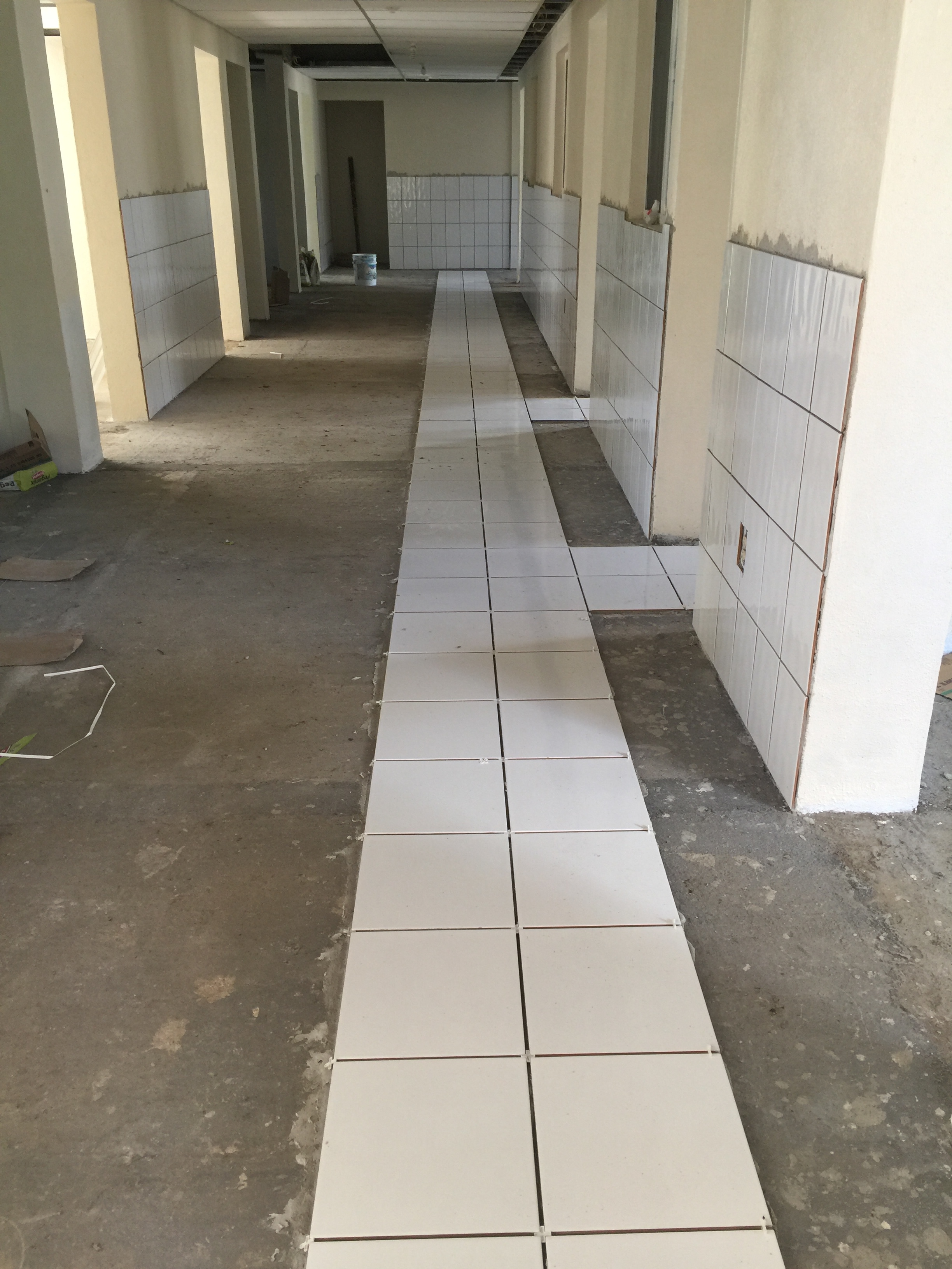 Hospital tile being laid